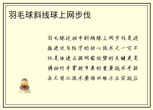 羽毛球斜线球上网步伐